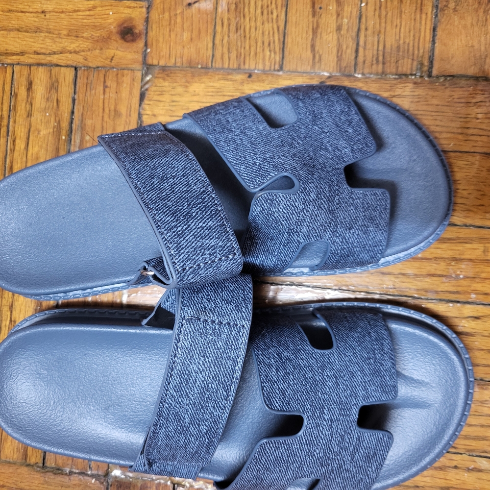 NWOT Faux Denim Slide Sandals